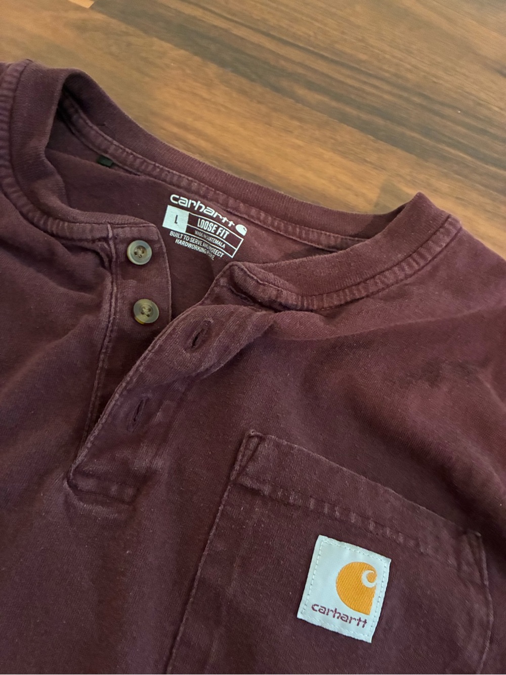Carhartt Burgundy Henley Pocket Shirt